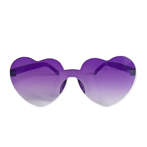 🆕Purple Heart Shaped Rimless Tinted Lens Sunglasses - Picture 2 of 5
